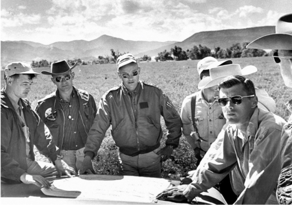 In this picture is James Lovell (Apollo 8 &13), Neil Armstrong (Apollo 11), Alan Bean (Apollo 12), and Roger Chaffee (Apollo 1) at Philmont.