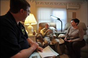 Burke shares his Scouting story with Austin and Montrois. (Photo credit: Stephen Swofford/ The Watertown Daily Times)